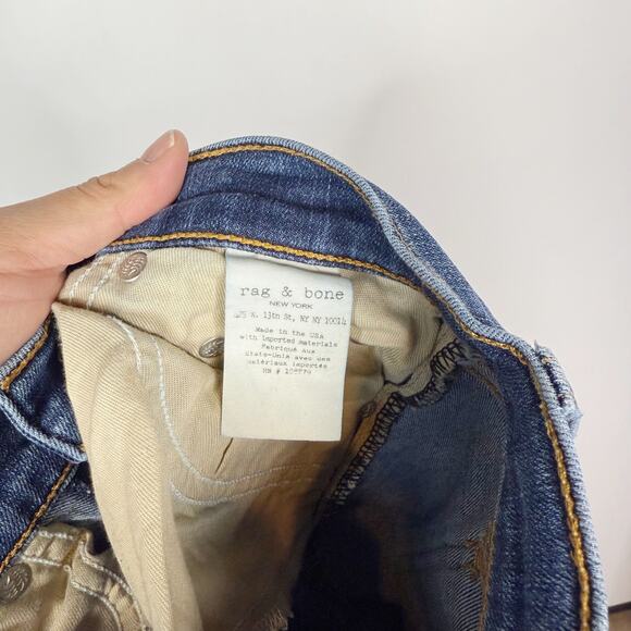 Rag & Bone Womens 26 Medium Blue Skinny Jeans with Ripped Knees Barrons Wash - Picture 10 of 10